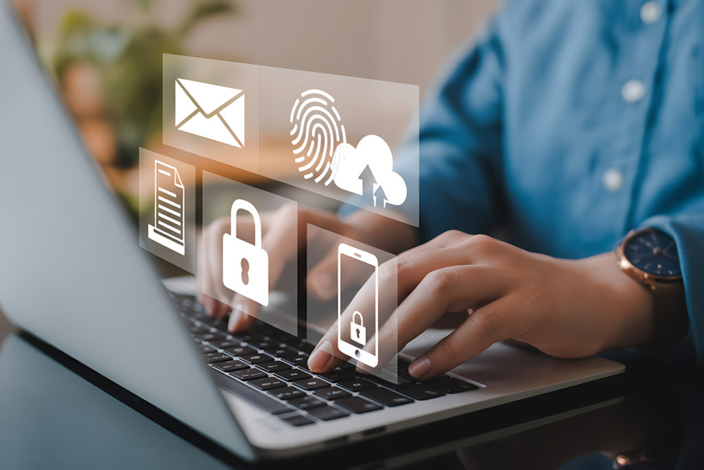 Protection des données et cybersécurité sur un ordinateur portable.